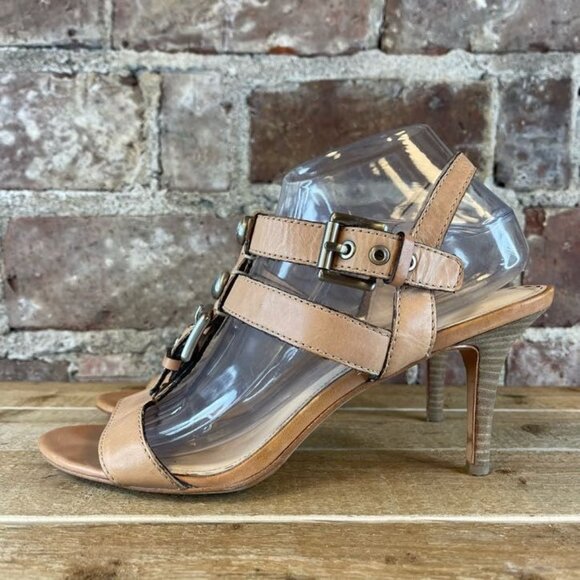 Coach Womens T Strap Sandals Stiletto Leather Tan Size 9.5 B - Picture 4 of 9